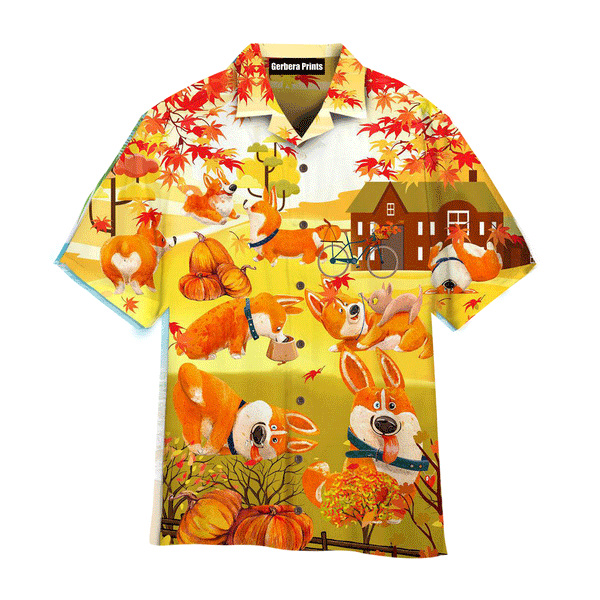 Happy Fall Y'all With Lovely Dog Aloha Hawaiian Shirts For Men And For Women HW-FA1635 Gerbera Prints