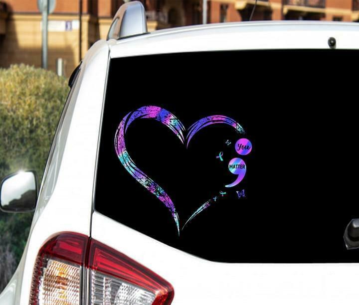 Heart Awareness Cracked Car Decal Sticker | Waterproof | PVC Vinyl | CCS2337