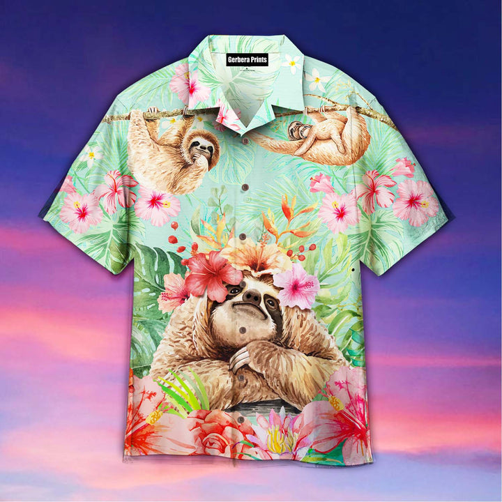 Hibiscus Flower Sloth Aloha Hawaiian Shirts For Men And Women WT1918