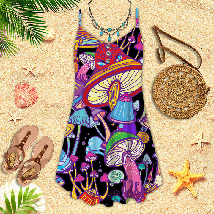 Hippie Mushroom Spaghetti Strap Summer Dress | SD1707