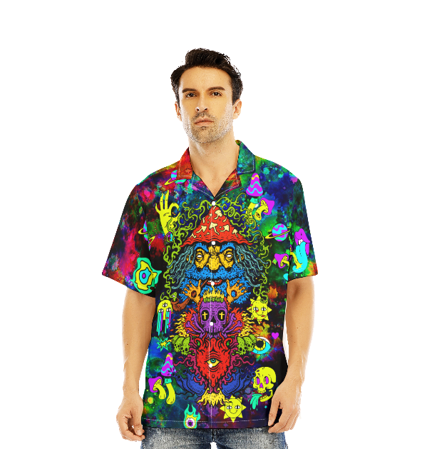 Hippie Psychedelic Colourful Aloha Hawaiian Shirts For Men And For Women WT1439