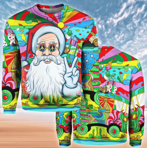 Hippie Santa Claus Crewneck Sweatshirt For Men & Women HP1219