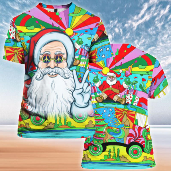 Hippie Santa Claus T-Shirt For Men & Women HP1219