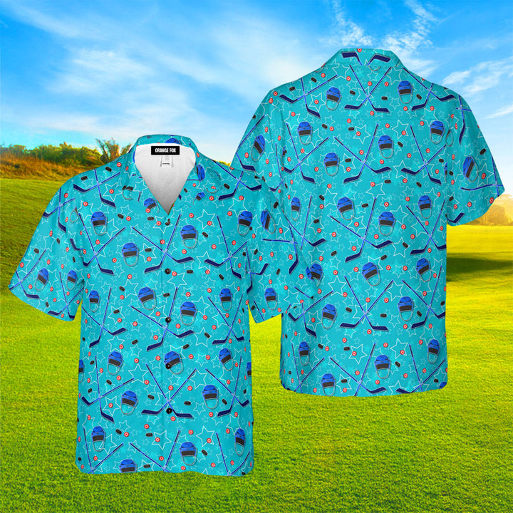 Hockey Stars Blue Hawaiian Shirt