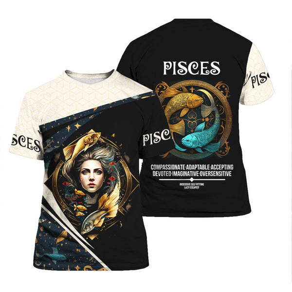 Horoscope Pisces Girl Gift For Pisces Girls & Boys T Shirt All Over Print For Men & Women HP8001