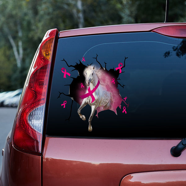 Horse Breast Cancer Awareness 3D Vinyl Car Decal Stickers CCS2224-Colorful-Gerbera Prints.