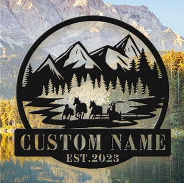 Horse Ranch Farm Address Sign Custom Name Laser Cut Metal Signs MN1850