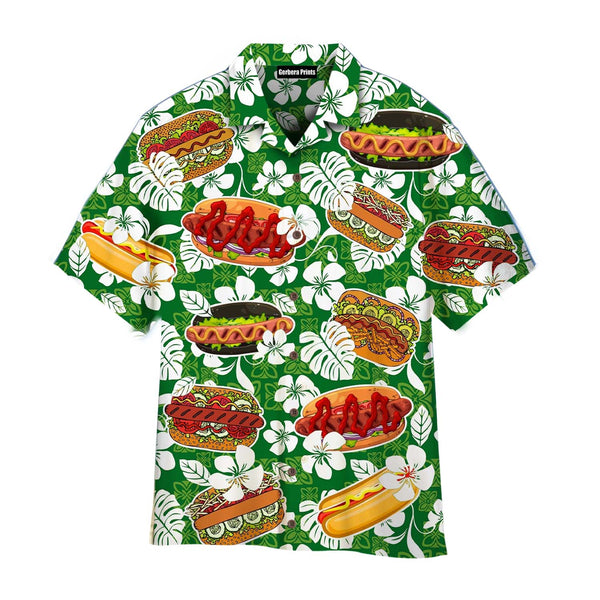 Hot Dog Hibiscus Flower Aloha Hawaiian Shirts For Men and For Women  WT1710 Gerbera prints