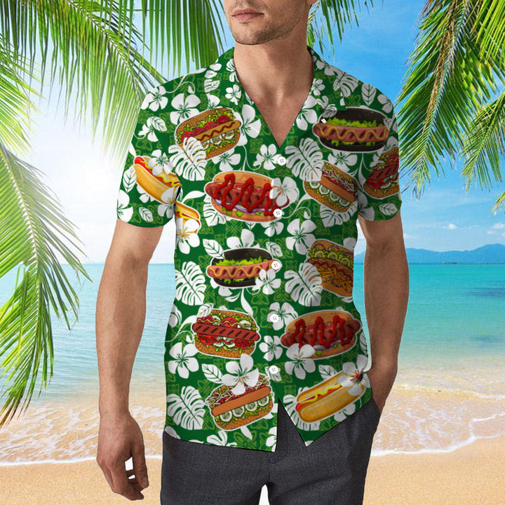 Hot Dog Hibiscus Flower Aloha Hawaiian Shirts For Men and For Women  WT1710 Gerbera prints