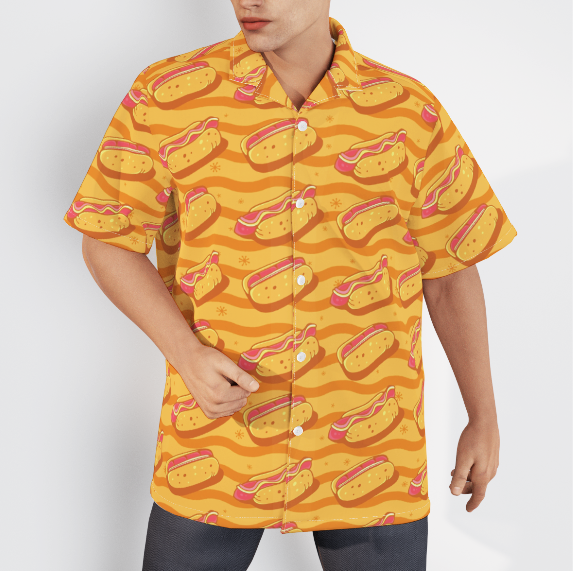 Hot Dogs Seamless Art Hawaiian Shirt | For Men & Women | WT1450-S-Gerbera Prints.