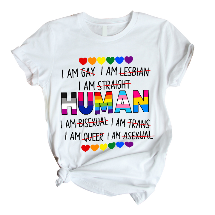 Human Pride LGBTQ Gay Pride Month Inclusive Unisex T Shirt For Men & Women Size S - 5XL H7495-Popular Tee - Unisex-Gerbera Prints.