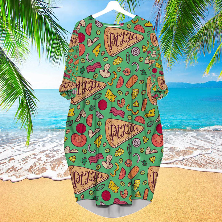 I Always Like Pizza Long Sleeve Midi Dress | MD1711