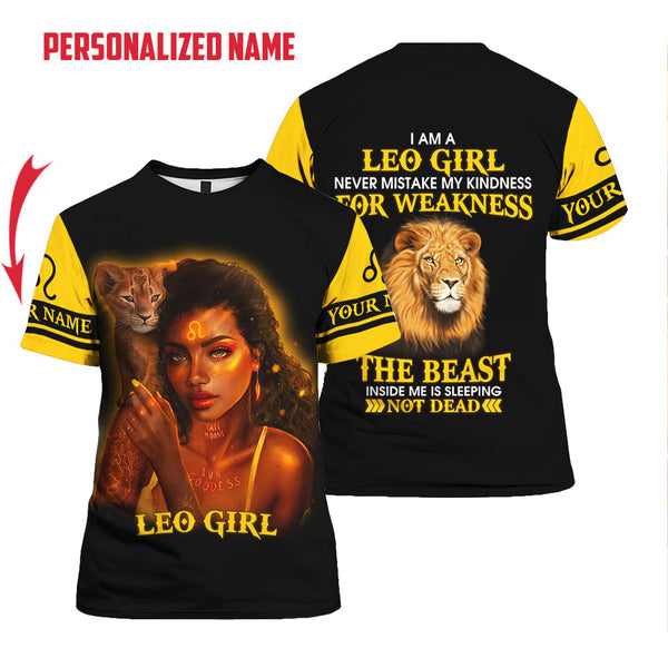 I Am A Leo Girl Zodiac Custom Name T Shirt For Men & Women