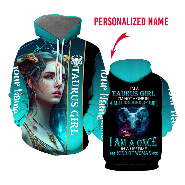 I Am Taurus Girl Zodiac Custom Name Hoodie For Men & Women