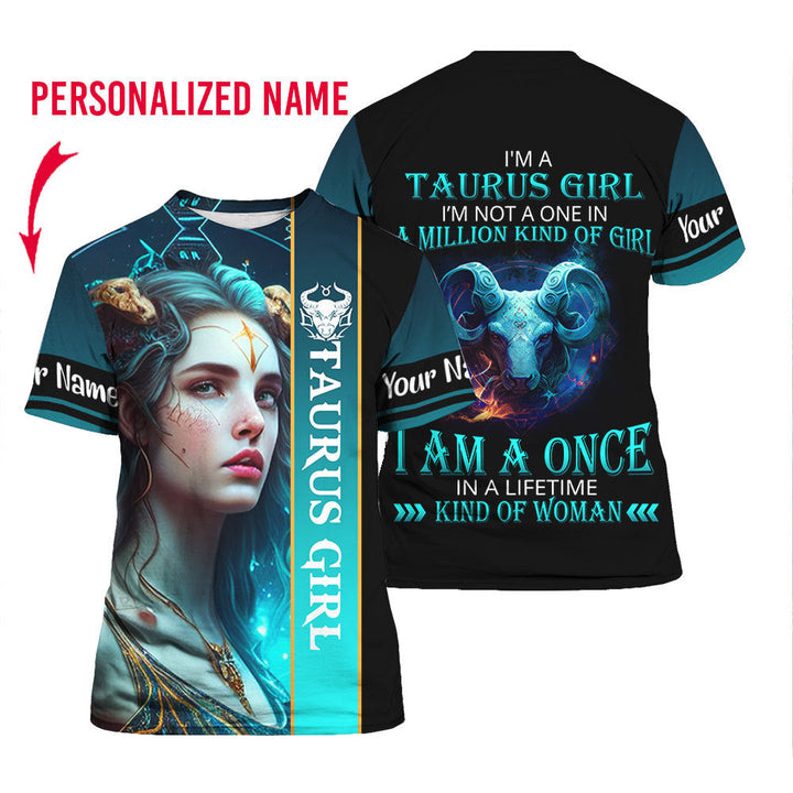 I Am Taurus Girl Zodiac Custom Name T Shirt For Men & Women