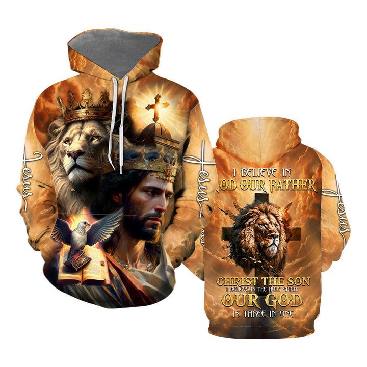 I Believe In God Our Father Christ The Son Jesus Lion Hoodie All Over Print For Men & Women HP5683