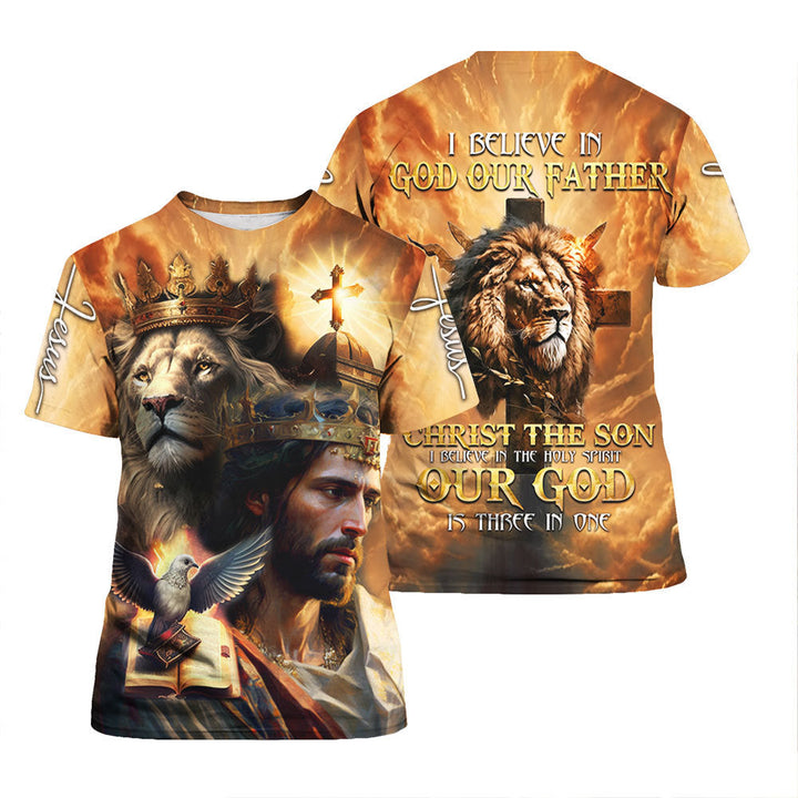I Believe In God Our Father Christ The Son Jesus Lion T Shirt All Over Print For Men & Women HP5683
