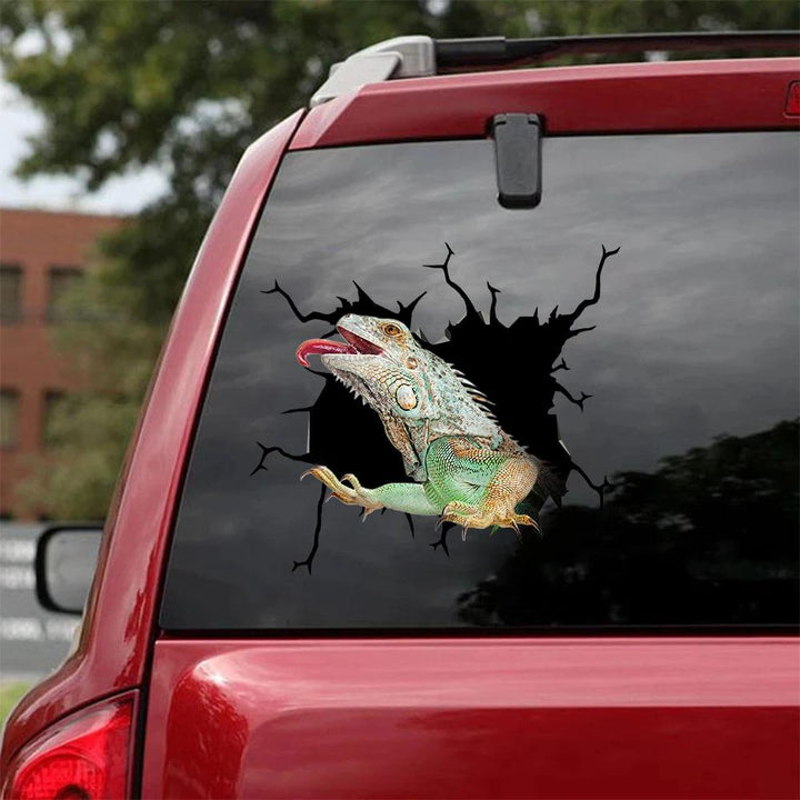Iguana Cracked Car Decal Sticker | Waterproof | PVC Vinyl | CCS2207