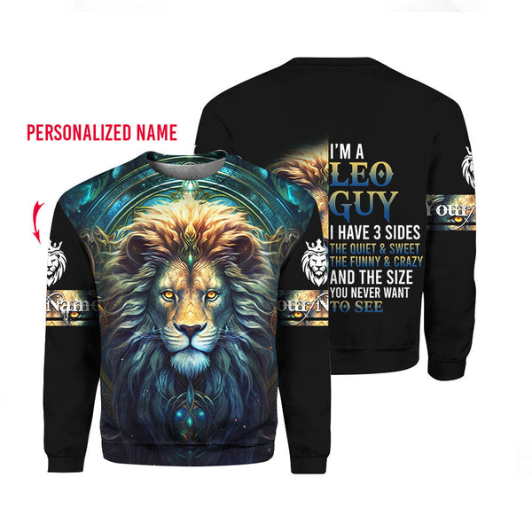 I'm A Lion Leo Guy Custom Name Crewneck Sweatshirt For Men & Women