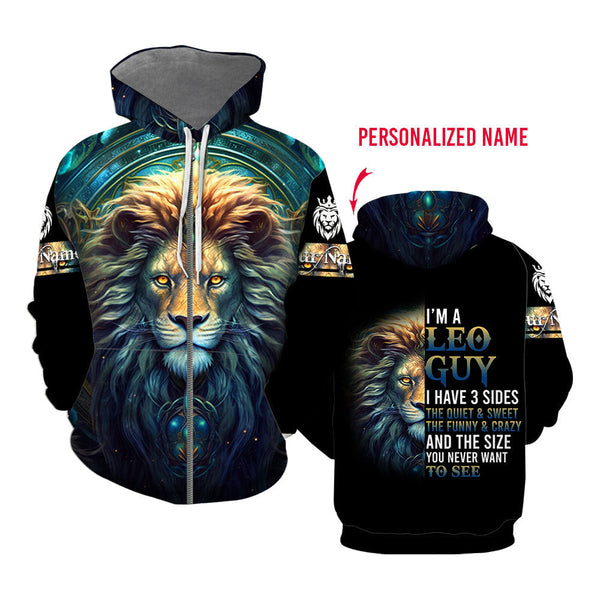 I'm A Lion Leo Guy Custom Name Zip UP Hoodie For Men & Women