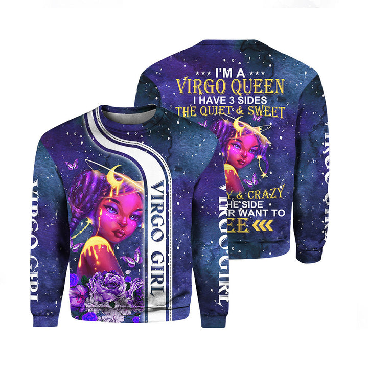 I'm A Virgo Queen I Have 3 Sides The Quiet Crewneck Sweatshirt For Men & Women