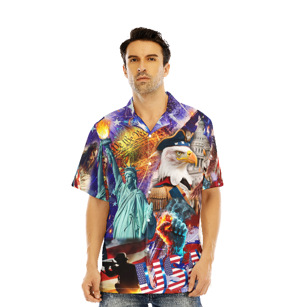 Independence Day 4th Of July American Flag Aloha Hawaiian Shirts For Men And For Women WT2287