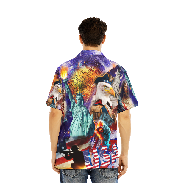 Independence Day 4th Of July American Flag Aloha Hawaiian Shirts For Men And For Women WT2287