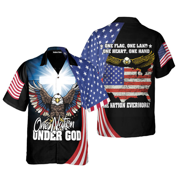 Independence Day 4th Of July Eagle USA Flag One Nation Under God Aloha Hawaiian Shirts For Men & For Women WT9835