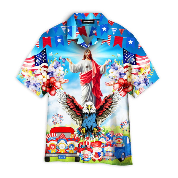 Independence Day 4th Of July Jesus America Patriotism Aloha Hawaiian Shirts For Men & For Women WT8213-Colorful-Gerbera Prints.