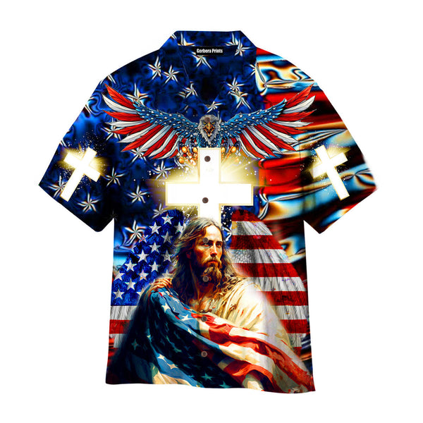 Independence Day 4th Of July Jesus Bless America Flag Aloha Hawaiian Shirts For Men & For Women WT9224