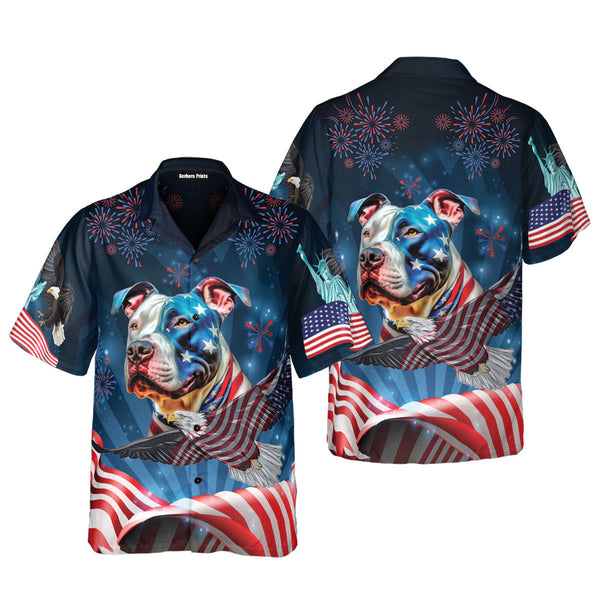 Independence Day 4th Of July Outfit Pitbull Dog American Flag Aloha Hawaiian Shirts For Men & For Women WT9839-Colorful-Gerbera Prints.