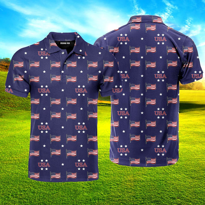 Independence Day 4th Of July Usa Patriotic Flags Polo Shirt For Men