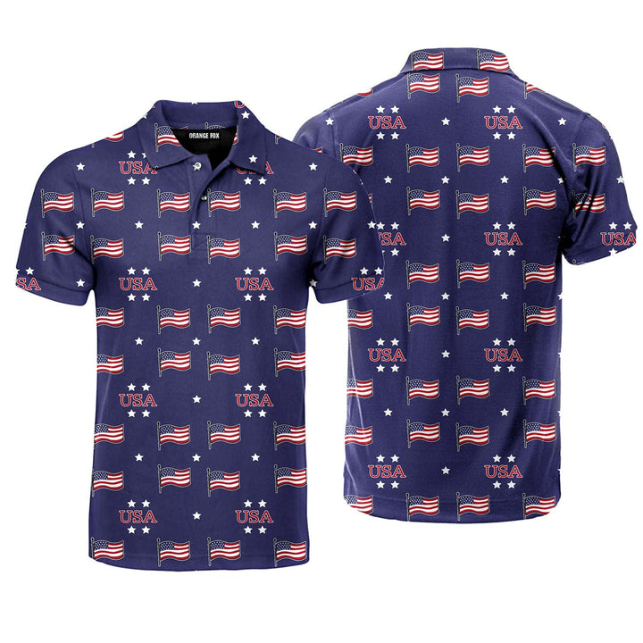 Independence Day 4th Of July Usa Patriotic Flags Polo Shirt For Men