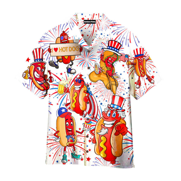 Independence Day 4th of July Funny Hot Dog American Flag American Flag Aloha Hawaiian Shirts For Men & For Women WT2299
