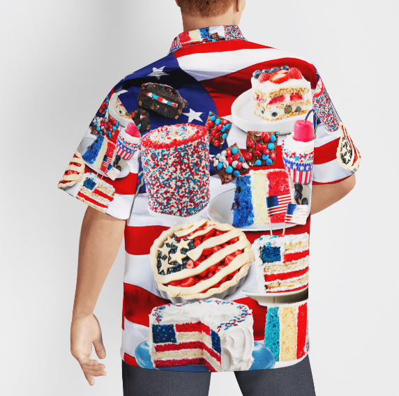 Independence Day 4th of July Patriotic Cake Aloha Hawaiian Shirts For Men and For Women WT3081