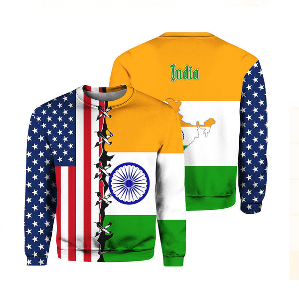 India And America - Gift for Indian, American - India American Flag Crewneck Sweatshirt All Over Print For Men & Women TH1342