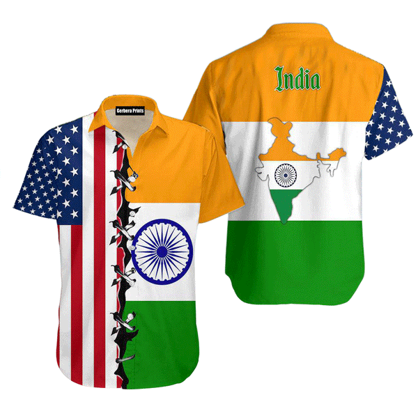 India Flag Yellow Aloha Hawaiian Shirts For Men And For Women WT7152 Gerbera Prints