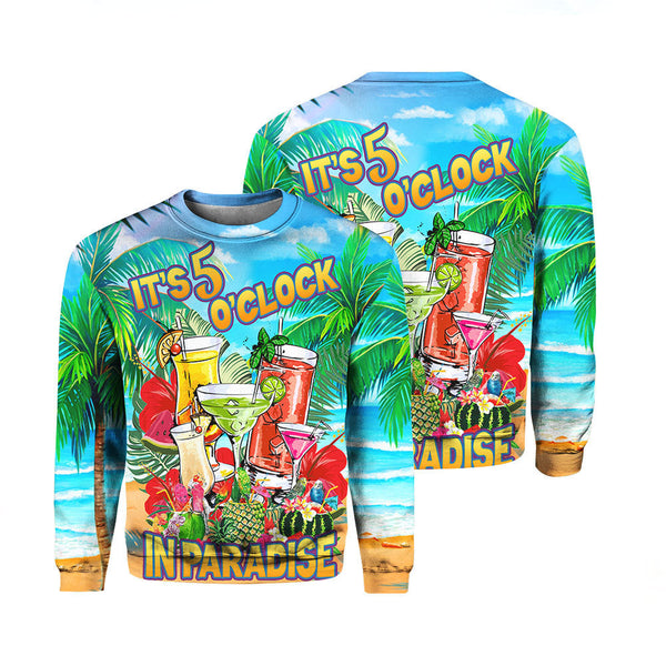 It's 5 O'clock Somewhere In Paradise Cocktail Crewneck Sweatshirt All Over Print For Men & Women TH1282
