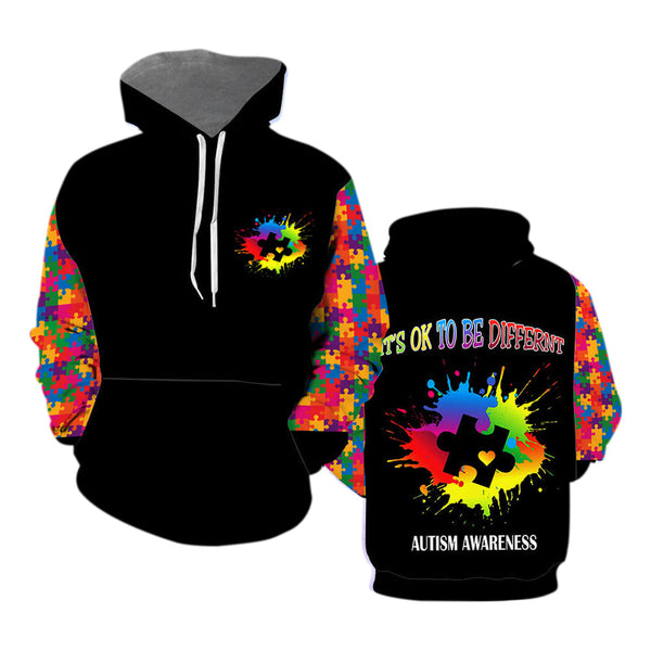 Its OK To Be Different Autism Awareness All Over Print | For Men And Women | HP1064-Hoodie-Gerbera Prints.