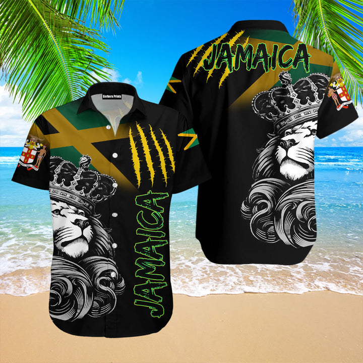 Jamaica Flag Aloha Hawaiian Shirts For Men & For Women | WH1020-Gerbera Prints.