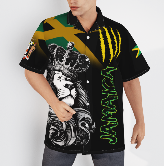 Jamaica Lion Flag Black Aloha Hawaiian Shirts For Men And For Women WH1020