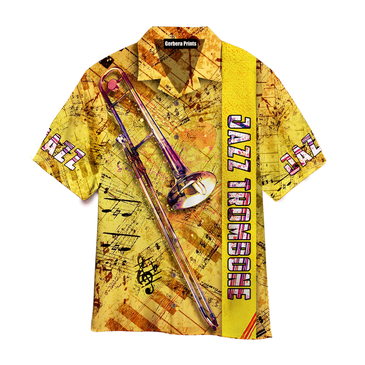 Jazz Trombone Music Instrument Yellow Aloha Hawaiian Shirts For Men And For Women WT9132