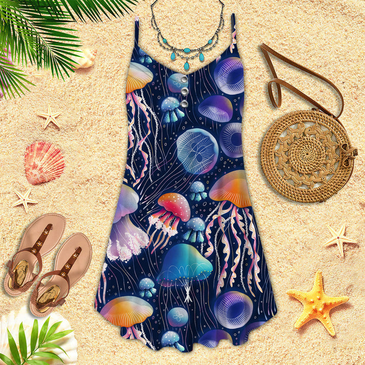 Jellyfish Disco Party Awesome Sea Spaghetti Strap Summer Dress | SD1722