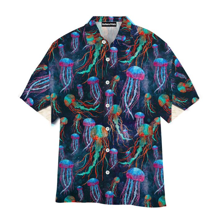 Jellyfish Neon Undersea Aloha Hawaiian Shirts For Men and For Women