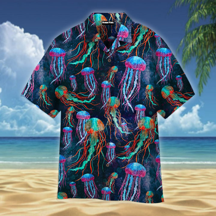 Jellyfish Neon Undersea Aloha Hawaiian Shirts For Men and For Women WT1712