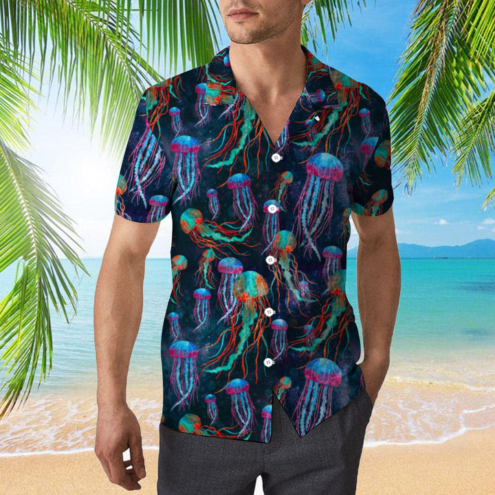Jellyfish Neon Undersea Hawaiian Shirt | For Men & Women | Adult | WT1712-Hawaii Shirt Premium-Gerbera Prints.