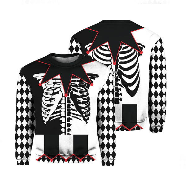 Jester Skeleton Halloween Costume Crewneck Sweatshirt For Men & Women FHT1060