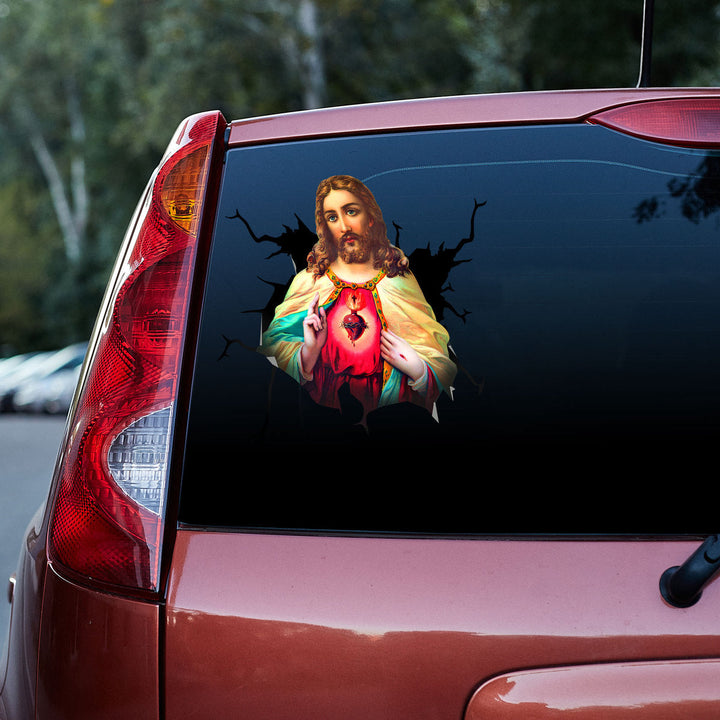 Jesus Cracked Car Decal Sticker | Waterproof | PVC Vinyl | CCS5092-Gerbera Prints.