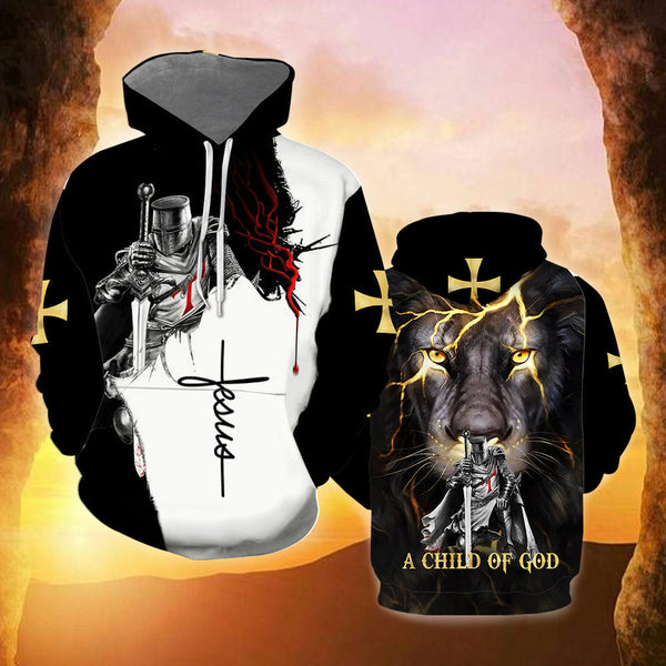 Jesus A Child Of God A Warrior Of Christ 3D All Over Print | Unisex | Adult | HP1057-Hoodie-Gerbera Prints.
