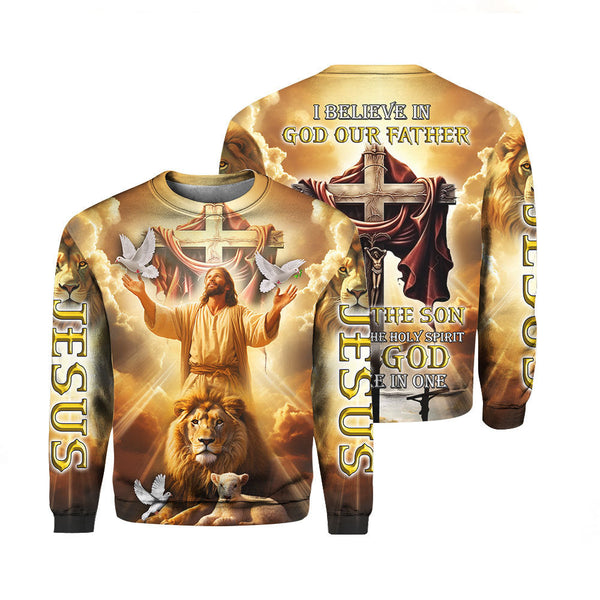 Jesus I Believe In God Crewneck Sweatshirt For Men & Women FHT1105